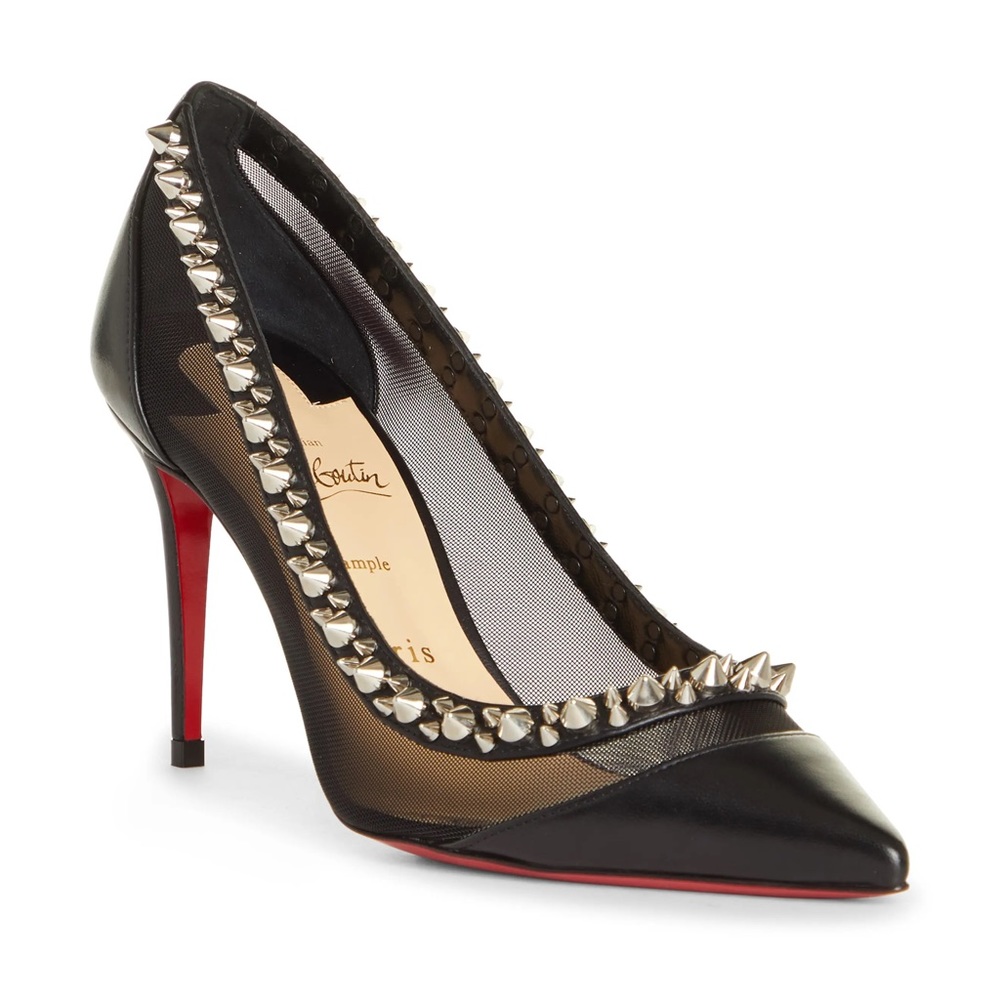 Rare Christian Louboutin Galvati Spikes Mesh Red Sole Pump Size 37.5